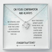 PIERCEANDBIANCA Confirmation - Be Strong Love Knot Necklace, Baptism Gift