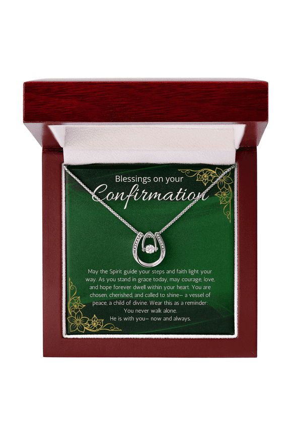 Confirmation Gift, Christian Religious Present for Women Lucky in Love Necklace For Daughter, Meaningful Message Jewelry