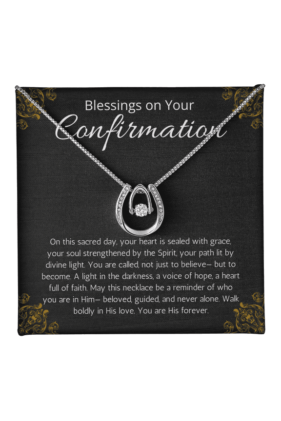 Confirmation Gift, Lucky in Love Necklace For Daughter, Meaningful Message Jewelry Christian Religious Present for Women
