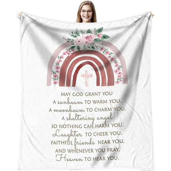 Confirmation Gifts for Teenage Girl, Unique Baptism Gifts for Girl, First Communion Gifts for Girls, Christening Gifts for Girls, Religious Gifts Throw Blanket 60 x 50 Inch