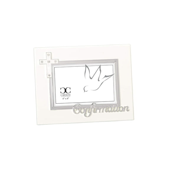 Confirmation Jewel Tone Accent Cross Silver Tone 9 x 7 Wood Photo Frame