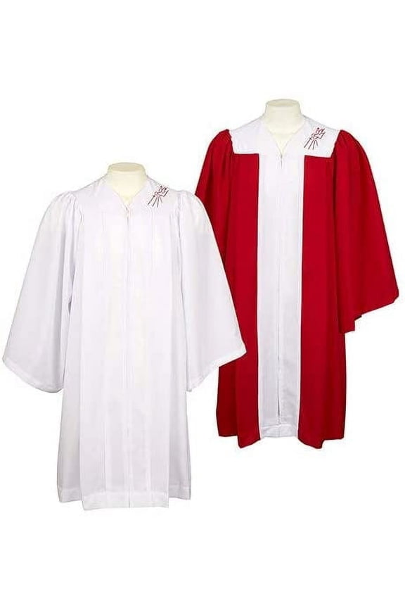 "Confirmation Robe with Embroidered Descending Dove (Red, Junior)"