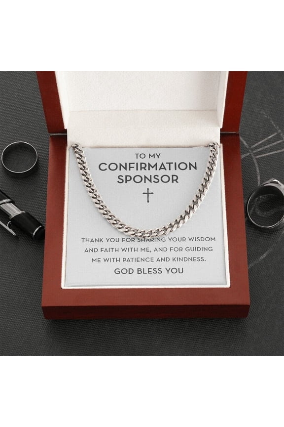 Confirmation Sponsor Appreciation Necklace, Gold Cuban Link Necklace