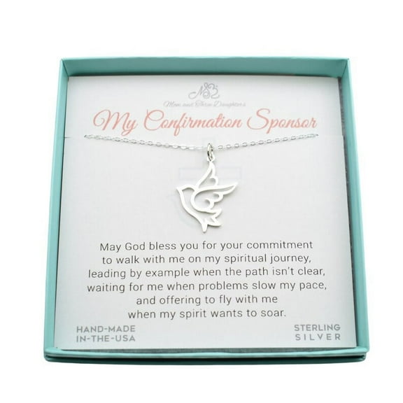 Confirmation Sponsor Necklace. Confirmation Sponsor Gifts. Catholic Jewelry. Dove Necklace. Gift for Confirmation Sponsor