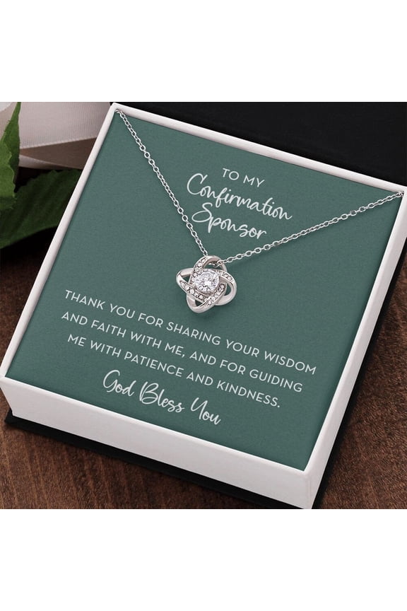 Confirmation Sponsor Necklace Gift, White Love Knot Necklace