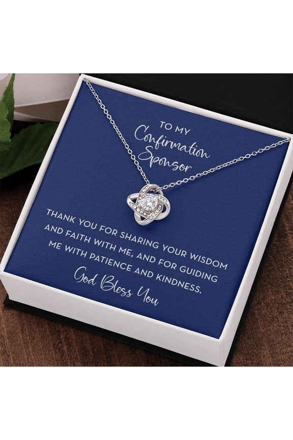 Confirmation Sponsor Necklace Thank You, White Love Knot Necklace
