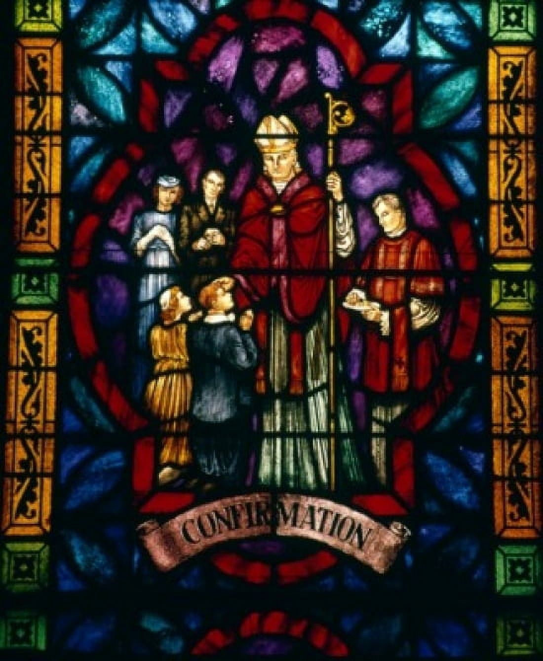 Confirmation stained glass USA New York City Our Lady of Pompeii Church Canvas Art - (24 x 36)