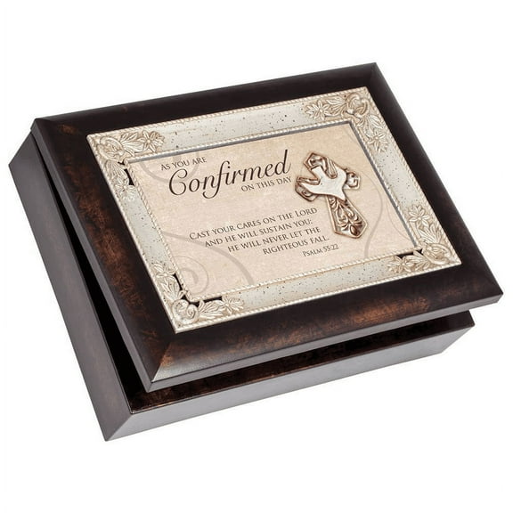 Confirmed On This Day Burlwood Jewelry Music Box Plays Amazing Grace