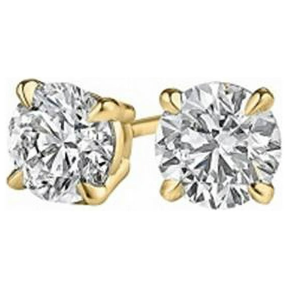 Conflict Free Diamond Stud Earrings - 14K Yellow Gold, 2 Stones