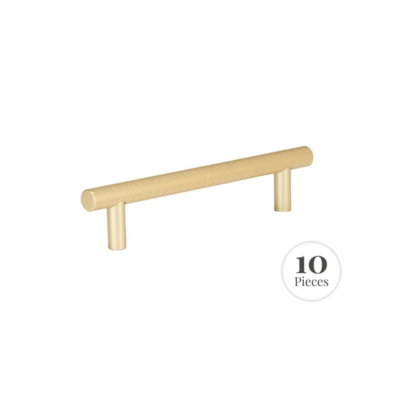 Confluence RK30601BB 10-pack Cabinet Knurled Pull for Kitchen, Brushed Brass, 128 mm