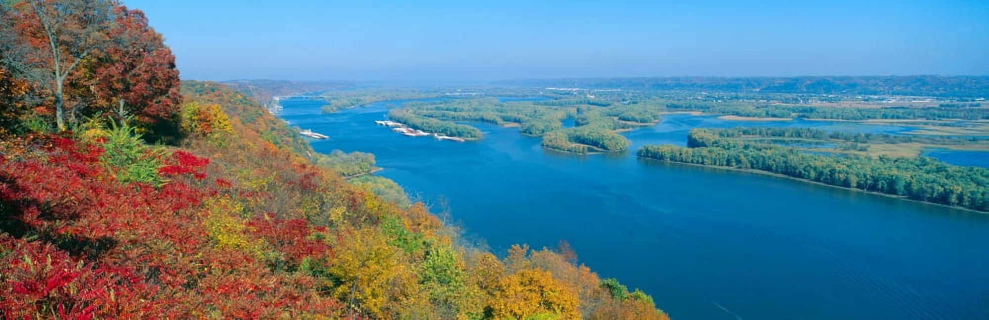 Confluence of Mississippi and Wisconsin Rivers Iowa Canvas Art - Panoramic Images (36 x 12)