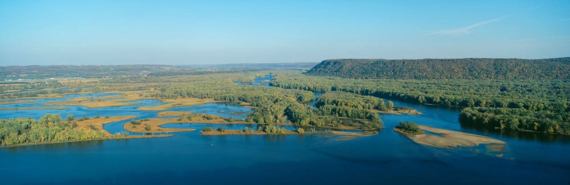 Confluence of Mississippi and Wisconsin Rivers Pikes Peak State Park Iowa Canvas Art - Panoramic Images (27 x 9)
