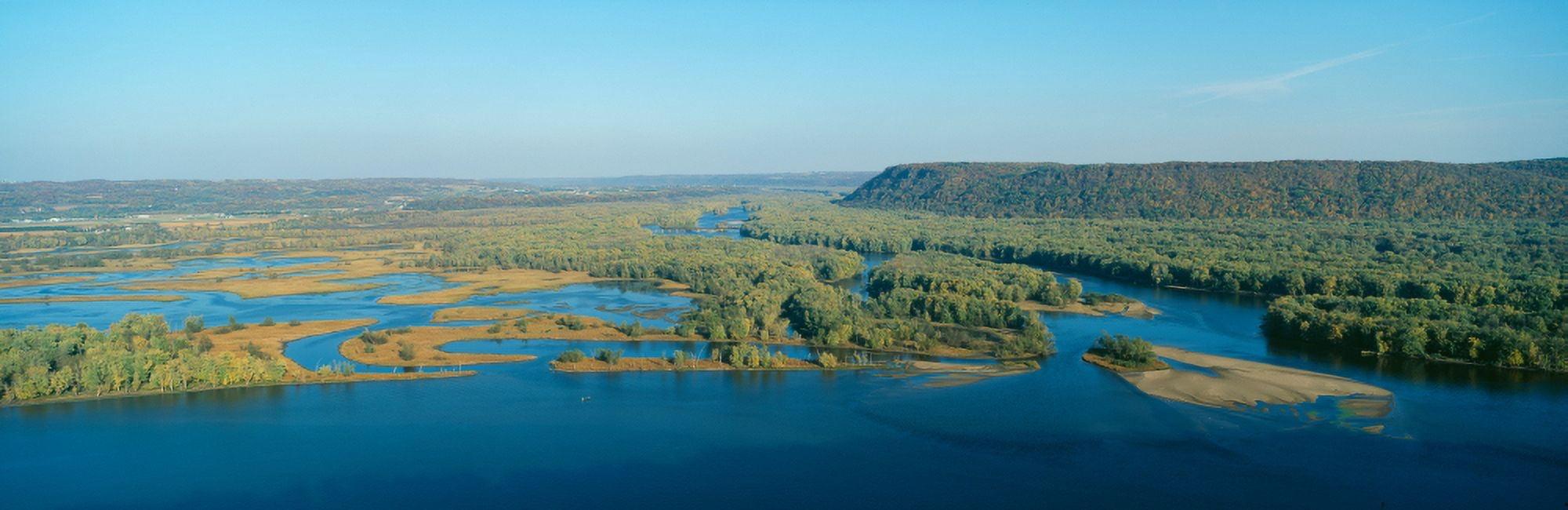 Confluence of Mississippi and Wisconsin Rivers Pikes Peak State Park Iowa Canvas Art - Panoramic Images (36 x 12)