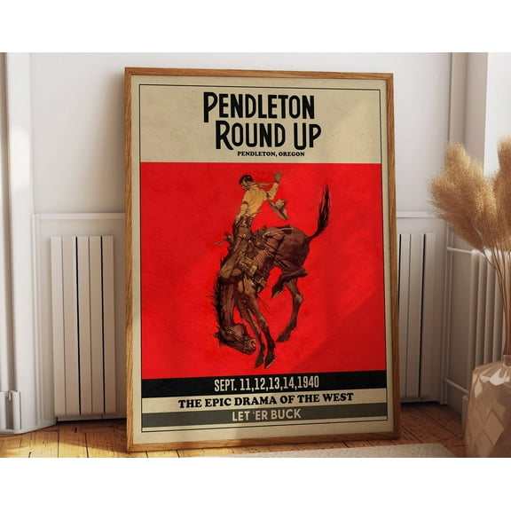 Vintage Rodeo Glory: Pendleton Rodeo Poster - Classic Wall Art And Red Western Decor Prints Wall Art, Modern Wall Decor, 8x12 UNFRAMED