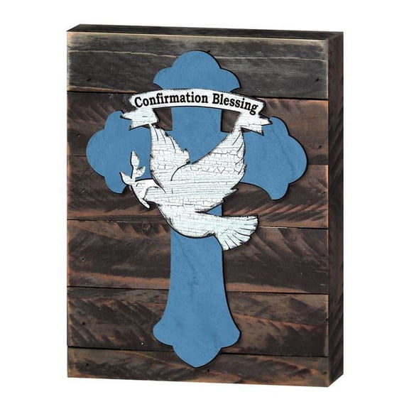 Conformation Blessing Quote, Cross Art on Board Wall Decor