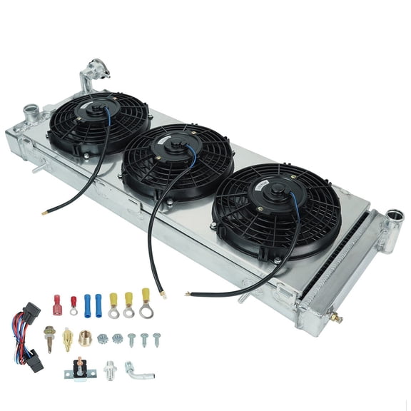 Confote 1 Row Aluminum Racing Cooling Radiator + 3 x 9 Shroud Fan for 1991-2001 Cherokee XJ/Comanche at/MT