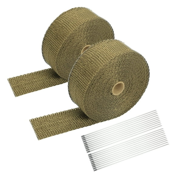 Confote 2 Roll x 2" 50ft Titanium Lava Header Manifold Exhaust Heat Wrap Tape Ties