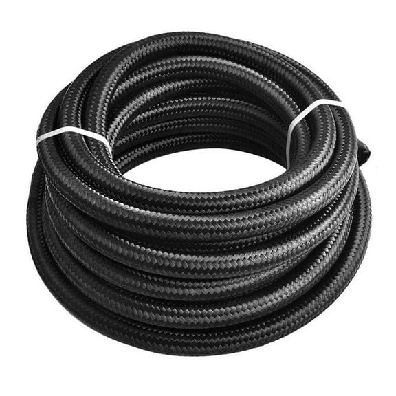 Confote 20 Feet Black AN6 Nylon & Stainless Steel Braided Fuel Oil Gas Line Hose -6AN