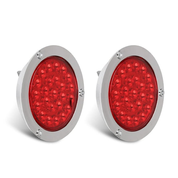 Confote 2pcs 4" Round Red 24 Led Trailer Tail Lights Brake Stop Turn Tail Marker Lights for RV Truck Trailer RV Boat Jeep UTE UTV