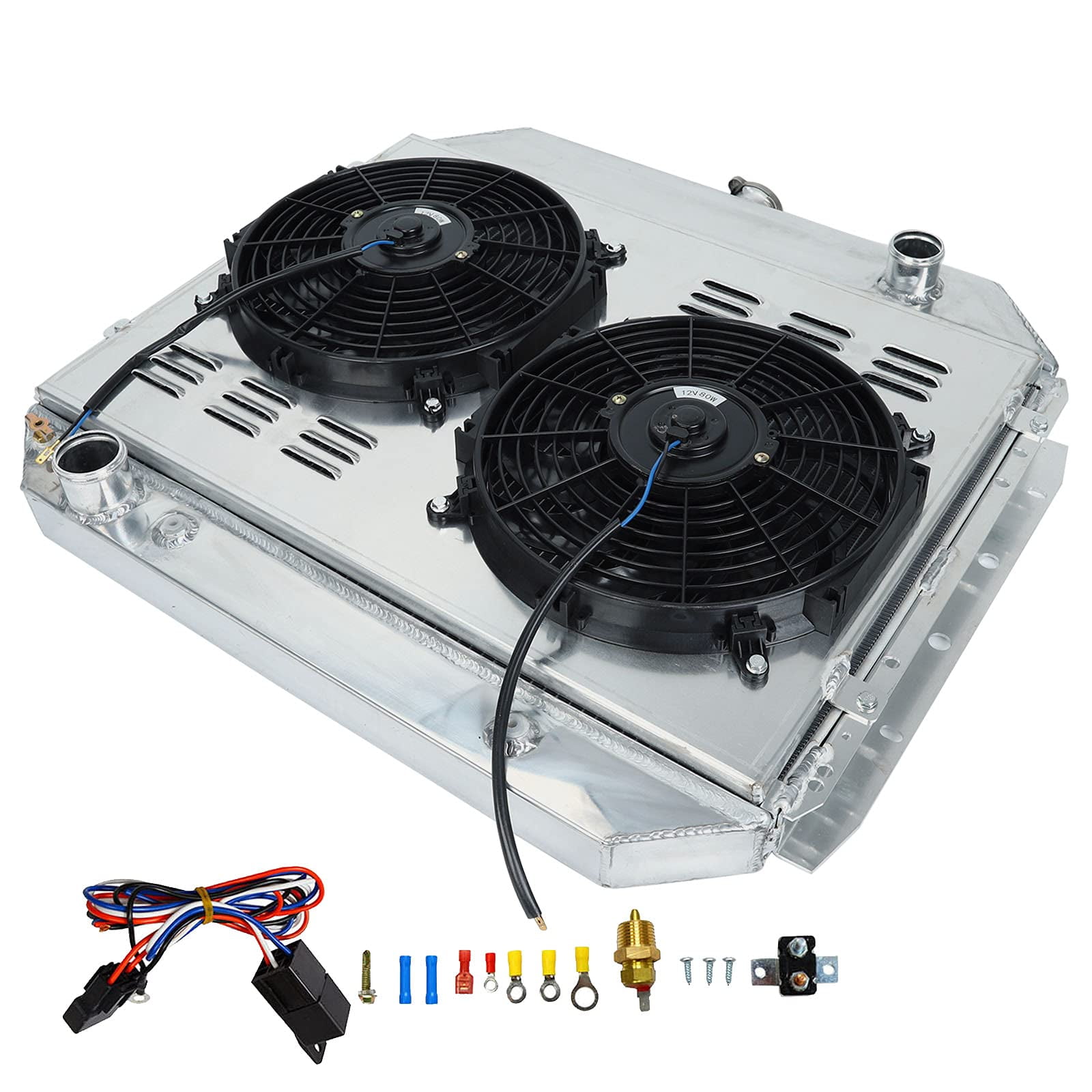 3 Row Radiator Support Kit Confote 3-Row Radiator + 10 blades Shroud Fan + Relay Compatible with ...