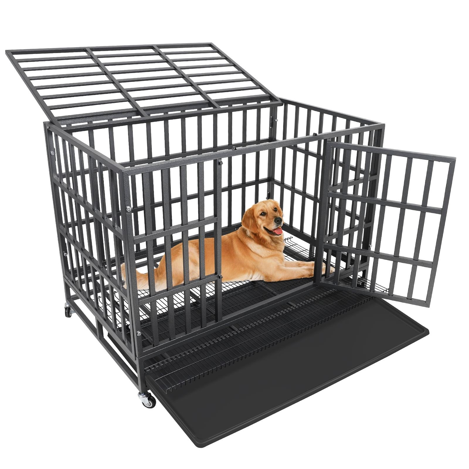 Confote 48 Inch Heavy Duty Dog Crate Metal Kennel, Pet Cage with