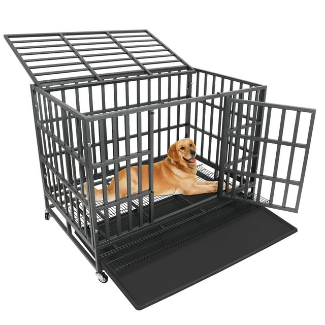 Confote 48 Inch Heavy Duty Dog Crate Metal Kennel, Pet Cage with