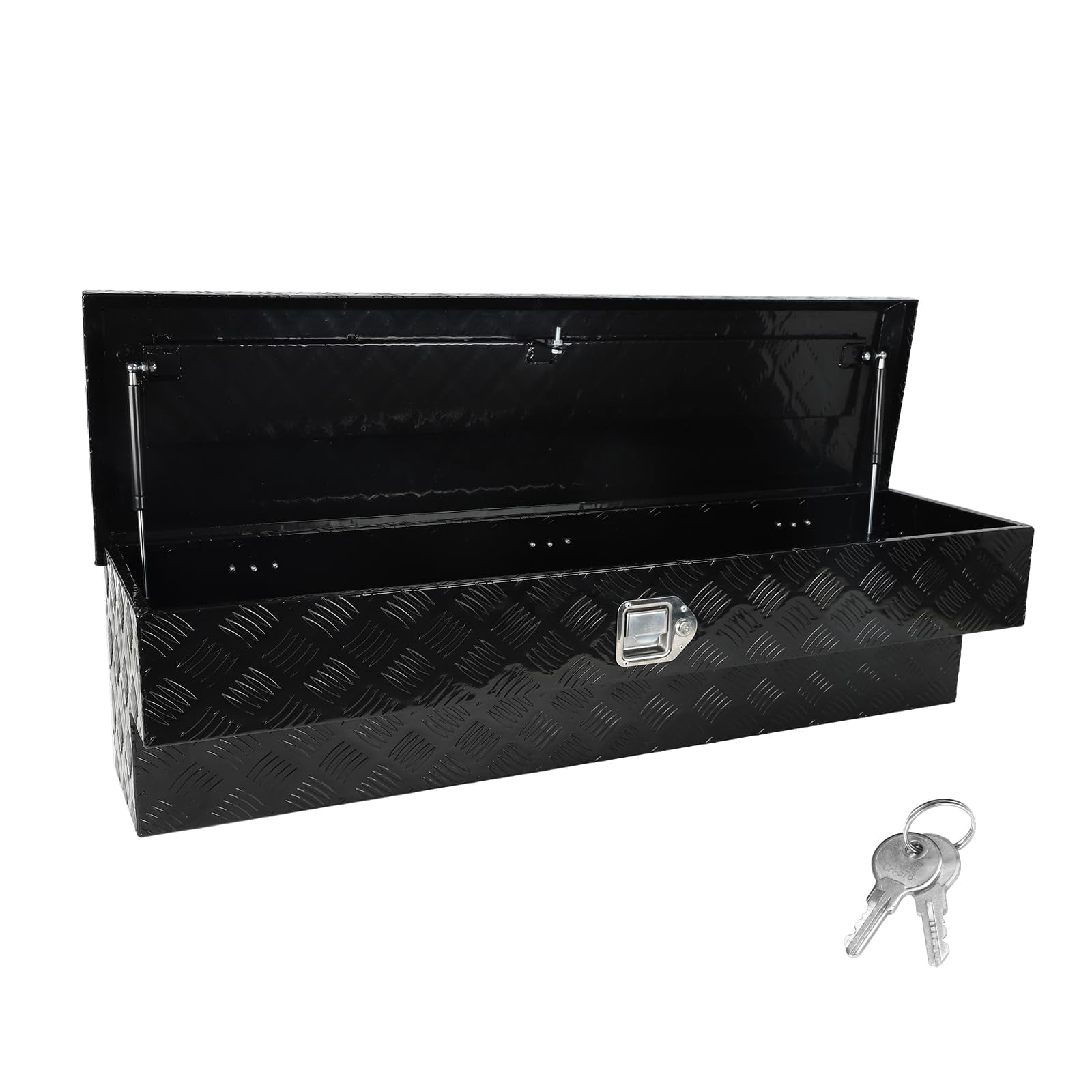 Confote 48 inch Heavy Duty Aluminum Side Mount Tool Box, 5 Bar and Paddle  Latch for Pickup Trucks, Black 