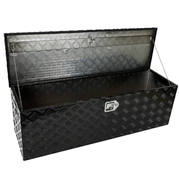 Confote 48 x 15 x 15 Inches Diamond Plate Aluminum Trailer Tongue Box Pickup Truck Tool Box Storage Organizer With Lock Key, Black