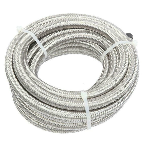 Confote 6AN 20Feet Stainless Steel Nylon Braided Fuel Line Hose Oil Gas Hose Oil Line Hose Silver
