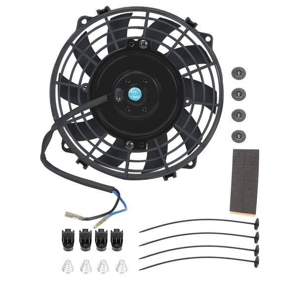 Confote Slim Fan 7''Push Pull Electric Radiator Mount Kit 12V High Performance Cooling Fan 12V Black