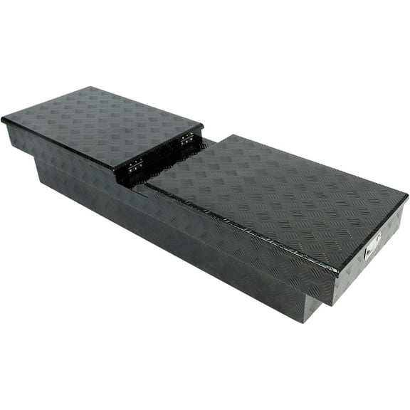 Confote 70 Inch Heavy Duty Black Aluminum Stripes Plated Tool Box Pick Up Truck Bed RV Toolbox Waterproof Storage Organizer with Lock and Key