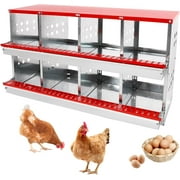 Confote 8 Compartments Metal Chicken Laying Box, Chicken Nesting Boxes with Roll Out Egg Collection, Heavy Duty Chicken Coop Nesting Box