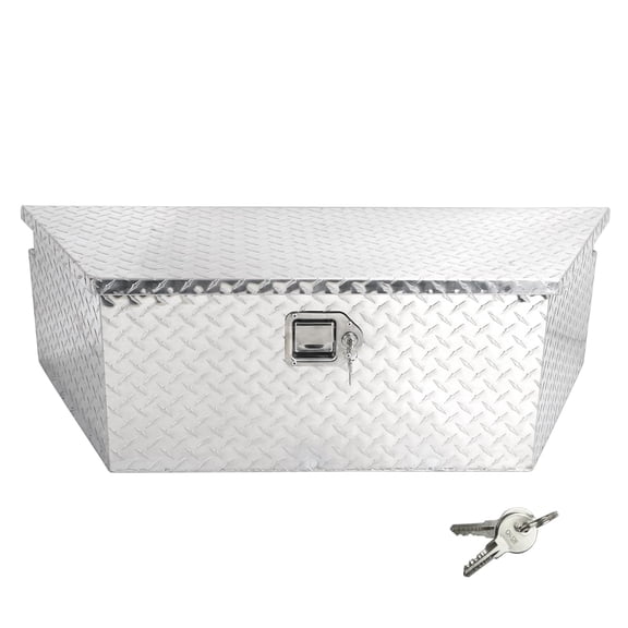 Confote Heavy Duty Aluminum Diamond Plate Trailer Tongue Box with Lock and Keys for Secure Tool Storage on Your Trailer, Silver,39 x 16.5 x 12 Inches