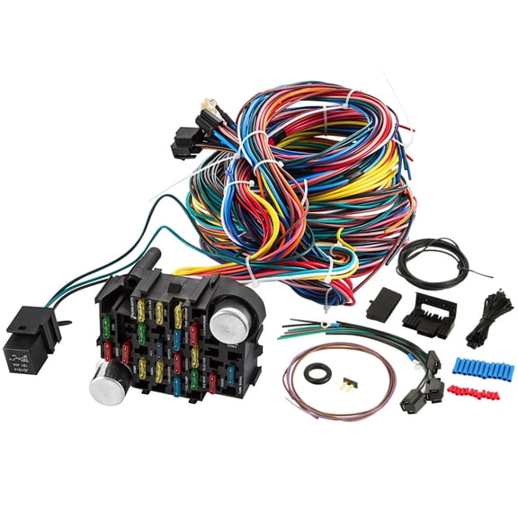 Confote Universal 21 Circuit Wiring Harness Replacement for Chevy Mopar Ford Hotrods Long Wires