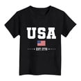 thumbnail image 1 of Confree Child Boys 4Th Of July Tshirts Usa Flag Star Striped Printed Short Sleeved Patriotic July 4Th Shirt Summer Festival Casual Comfortable For Boys Tops Size 5-6 Years Black, 1 of 5