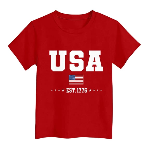 Confree Child Boys 4Th Of July Tshirts Usa Flag Star Striped Printed Short Sleeved Patriotic July 4Th Shirt Summer Festival Casual Comfortable For Boys Tops Size 9-10 Years Red