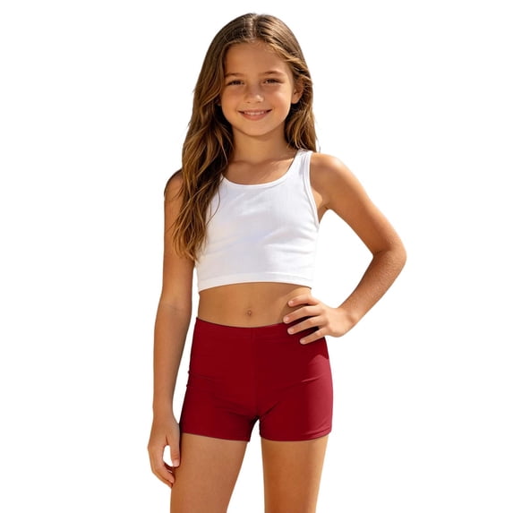 Confree For Girls Summer One-Piece Swimsuit Solid Color Bathing Suits Vacation Casual Comfortable Child Girls Swimwear Size 13-14 Years Red