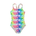 thumbnail image 1 of Confree For Girls Summer One-Piece Swimsuit Tie Dye Print Swimwear Holiday Soft Casual Big Girls Bathing Suits Size 9-10 Years Yellow, 1 of 9