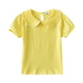 thumbnail image 1 of Confree Infant Summer Tshirts Solid Color Short Sleeved Lapel Neck Tee Shirts Dailywear Soft Casual Shirts For Girls Size 18-24 Months Yellow, 1 of 9