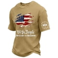 thumbnail image 1 of Confree Kids Boys 4Th Of July Shirt Usa Flag Star Striped Letter Printed Short Sleeved Patriotic July 4Th Tshirts Summer Festival Soft Casual For Boys Tee Shirt Size 4-5 Years Beige, 1 of 4