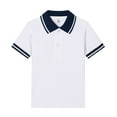 thumbnail image 1 of Confree Kids Boys Short Sleeve Shirt Notch Neck Button Closure Tops Casual Summer Comfortable Soft Toddler Boys Tees Size 5-6 Years Navy, 1 of 2
