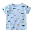 thumbnail image 1 of Confree Little Boys T-Shirt Cartoon Strawberry Prints Short Sleeved Round Neck Summer Dailywear Fashion Soft Breathable Toddler Boys Tees Size 2-3 Years Blue, 1 of 4