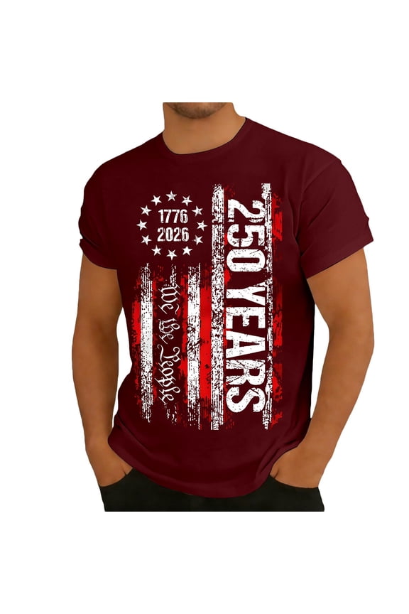 Men 4Th Of July T-Shirt Independence Day Anniversary Graphic Short Sleeve Round Neck Tee Summer Soft Fashion Comfortable Man Shirts Size 4Xl