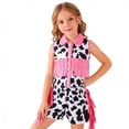 thumbnail image 1 of Confree Summer Outfit Sets For Girls Graphic Print Sleeveless Lapel Neck Tops And Shorts Set Playwear Comfortable Casual Kids Girls Outfits Size 18-24 Months Pink, 1 of 9