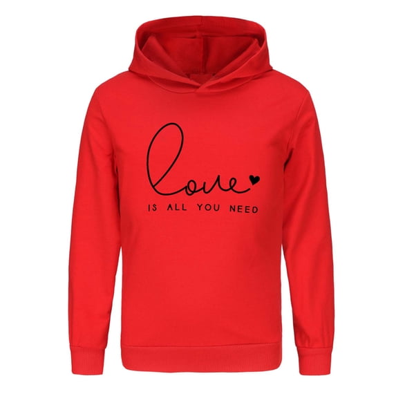 Confree Sweatshirts For Girls Graphic Print Long Sleeve Hoodie Spring Autumn Dailywear Breathable Casual Big Girls Pullover Top Size 9-10 Years Red