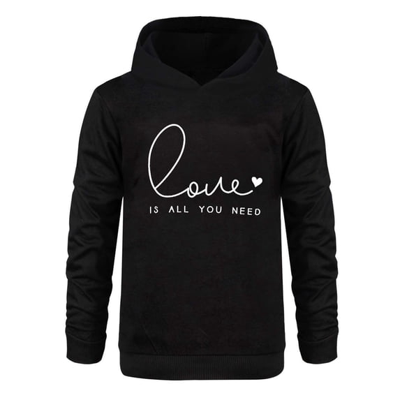 Confree Sweatshirts For Girls Graphic Print Long Sleeve Hoodie Spring Autumn Dailywear Breathable Casual Infant Pullover Top Size 18-24 Months Black