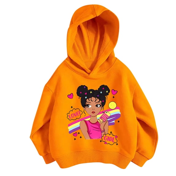 Confree Sweatshirts For Girls Graphic Print Long Sleeve Hoodie Spring Autumn Everyday Wear Soft Casual Big Girls Pullover Top Size 7-8 Years Yellow