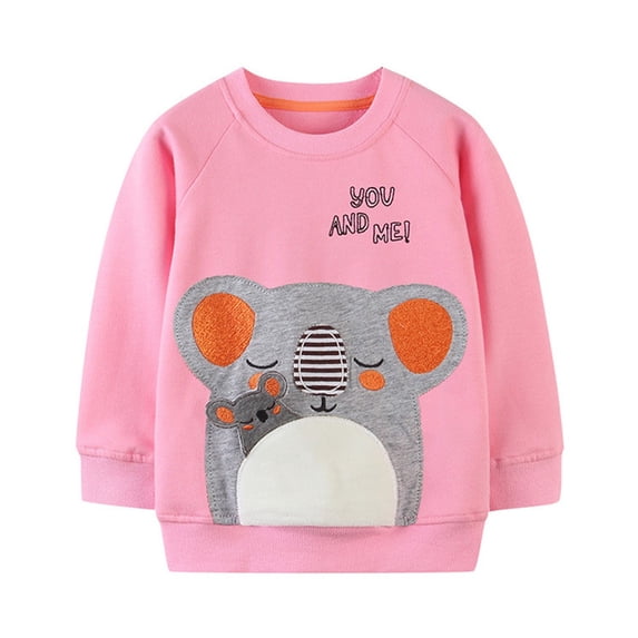 Confree Sweatshirts For Girls Graphic Print Long Sleeve Sweatshirt Spring Autumn Everyday Wear Soft Casual Big Girls Pullover Top Size 7-8 Years Pink