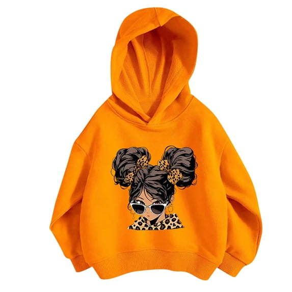 Confree Sweatshirts For Girls Graphic Print Long Sleeve Hoodie Spring Autumn Everyday Wear Soft Casual Toddler Girls Pullover Top Size 3-4 Years Black