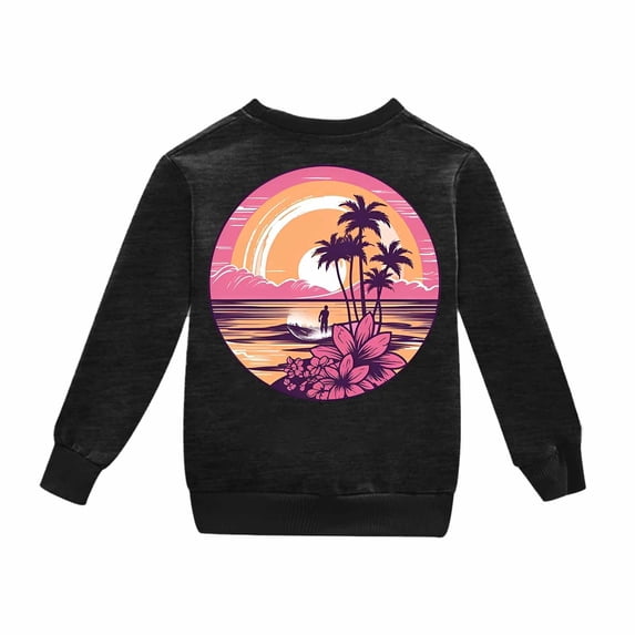 Confree Sweatshirts For Girls Graphic Print Long Sleeve Sweatshirt Spring Autumn Dailywear Soft Comfortable Toddler Girls Pullover Top Size 3-4 Years Black